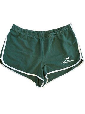 Hollister Women’s Green + White Trim Booty Shorts, Size L, High Rise Or Roll Top